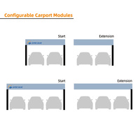 Sistema de Montaje de Carport Solar en Acero con Estructura en T de 5m de Envergadura, Galvanizado en Caliente, Resistente al Viento hasta 60m/s, Garantía de 5 Años