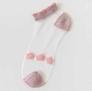 Chaussettes d'été invisibles à ouverture peu profonde pour femmes, 2020, nouveauté, version coréenne pour étudiantes, petits <span class=keywords><strong>bas</strong></span> transparents en verre de marguerite - Product Image 6