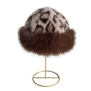 หมวกขนเฟอร์ลายเสือดาวแบบใหม่สำหรับผู้หญิง สไตล์เจ้าหญิงตะวันออกเฉียงเหนือ ป้องกันหู อุ่นสบาย - Product Image 1