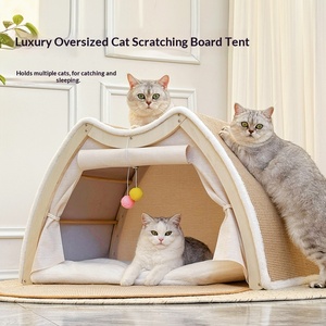 Maison-griffoir pour chat, tente pour animaux de compagnie, <span class=keywords><strong>lit</strong></span>-caverne confortable pour chats, nid semi-fermé pour animaux de compagnie, pour petits, moyens et grands chats - Product Image 4