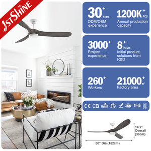พัดลมเพดาน LED 1stshine, มอเตอร์ DC 60นิ้วใบพัด3ใบพัดพัดลมเพดานหรี่แสงได้ทำจากไม้พร้อมไฟสำหรับห้องนอน - Product Image 3