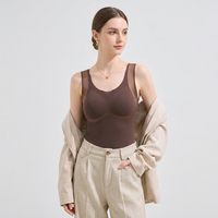 Gilet thermique en soie de mûrier pour femme, prêt à expédier, mélange de lyocell, sans couture, amincissant, couche de base avec soutien-gorge intégré