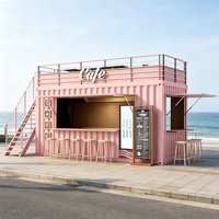 Conteneur amovible de couleur personnalisée, café en conteneur à deux étages, bar en conteneur, kiosque de restauration mobile en plein air pour usage commercial