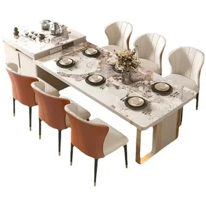 Produk baru 2023 furnitur ruang meja makan mewah meja makan populer dan portabel meja makan atas marmer
