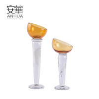Ensemble de décorations en verre faites à la main Art Déco, ambre et transparent, décorations hautes pour centre de table