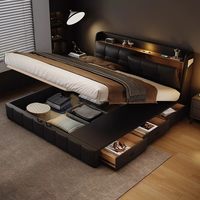 Luxuriöses Echtleder-Doppelbett BTLB014 mit Multifunktions-Stauraum für Hauptschlafzimmer oder Apartment