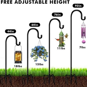 Bird Feeder Stand Metal Outdoor <b>Garden</b> <b>Hook</b> Support Rod Durable Carbon Steel Black - Product Image 4