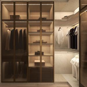 Armadio Walk-In con struttura In alluminio grigio alla moda con illuminazione integrata - Product Image 1