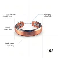 Bague ouverte en cuivre pour thérapie magnétique avec placage en cuivre antique pour unisexe