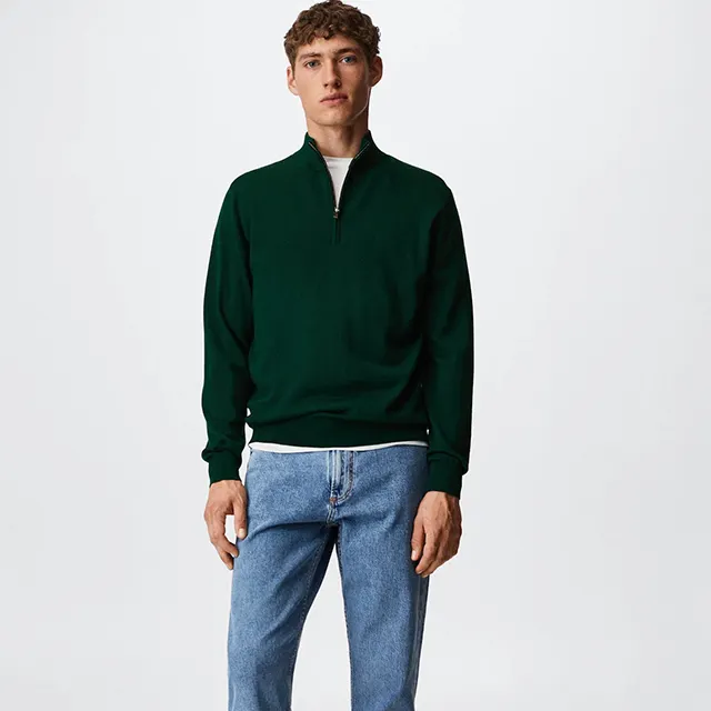 ChuangYu Men's Street wear Half Zip Up Pullover High Collar Oversize Custom Logo Loose Knitted Sweater