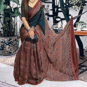 Sari/Sari/Shari indien pakistanais ethnique de haute qualité de la marque JQ pour femmes, robes en coton cachemire, mariage, travail, affaires - Product Image 3