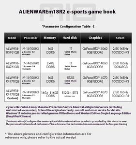 Ordinateur Portable Gaming Alienware M18 R2 4970QB 18 Pouces 165Hz/2.5K, Processeur <span class=keywords><strong>I9</strong></span>-14900HX, 16Go RAM, 512Go SSD, Carte Graphique RTX4070-8Go - Product Image 6