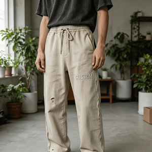 Custom Streatwear French Terry Cotton Baggy <b>Oversized</b> <b>Jogger</b> Pants Straight Leg Stonewashed Rhinestone Sweatpants Men - Product Image 1