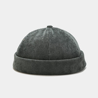 Casquette Docker d'Hiver Personnalisée pour Marin, Gorras 6 Panneaux sans Visière, Casquette de Baseball en Velours Côtelé pour Hommes et Femmes avec Sangle en Similicuir