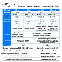 Éclairage LED pour salle de badminton au design ultime en écailles de dragon incurvées, rendu des couleurs élevé, sans éblouissement, raccordement fluide, 11 000 lumens