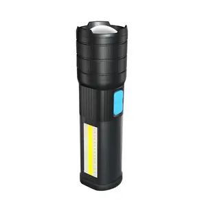 New Patented 10 Modes 2400mah 15w Tail Magnetic Rotating Focus Power Bank Rechargeable Usb Army Flashlight