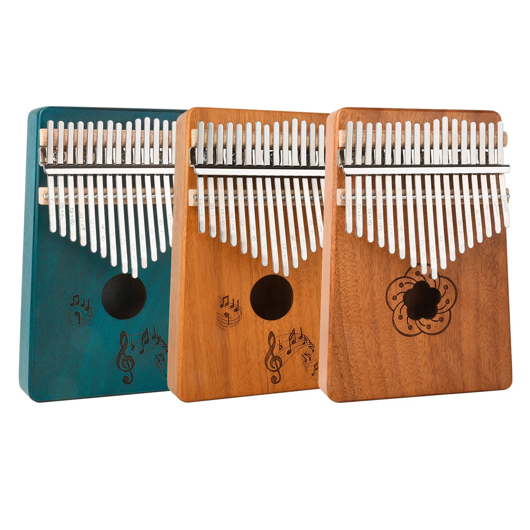 17 Keys Kalimba Thumb Piano Wood Mahogany Mbira Body Musical Instruments with Sheet Music Tune Hammer Festival Gift