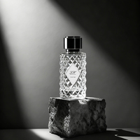 Botol Parfum Kaca Silinder Transparan 60ml Elegan dengan Ukiran Berlian, Tutup Sekrup, dan Sablon, Tersedia