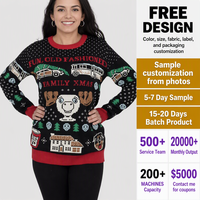 Pull en tricot de Noël pour couple FNJIA, motif jacquard vintage, vêtements en tricot chauds pour les fêtes de Noël, assortis pour la famille
