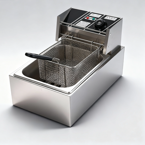 <span class=keywords><strong>Friteuse</strong></span> Électrique Maison en Acier Inoxydable 4L 6L avec Fenêtre, Machine à Filtrer l'Huile pour Fast-Food et Usage en Cuisine - Product Image 1