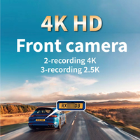 Nouvelles caméras de voiture 3CH de 3,16 pouces enregistrant en 4K + 1080P + 1080P DVR avec WIFI, boîte noire de voiture