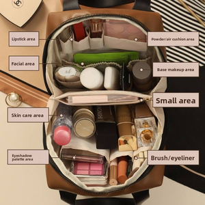 Bolsa de Maquillaje de Cuero PU, Bolsa de Cosméticos de Gran Capacidad, Bolsa de Aseo Portátil de Viaje, Bolso de Mano Vintage para Mujer, Estuche Organizador de Maquillaje - Product Image 2