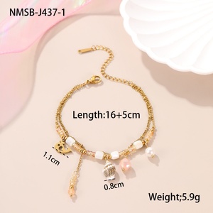 18K Gold Plated Stainless Steel Flower Heart <b>Bracelet</b> Natural Stone Beads Shell Pearl Braided Fashion Jewelry - Product Image 4