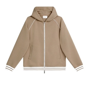 Sweat-shirt de baseball col rond coupe-vent respirant épais 380g avec boutons corne, patchwork, décontracté pour couple, en coton long, collection automne - Product Image 1