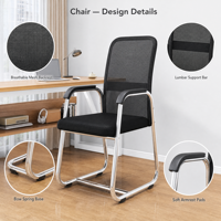 Chaise de bureau ergonomique à dossier en maille avec structure cantilever chromée et siège rembourré pour salle de conférence et formation