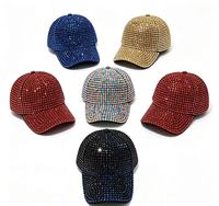 Casquette de baseball entièrement recouverte de strass, chapeau scintillant en cristal, casquette de sport ajustable à visière incurvée unisexe