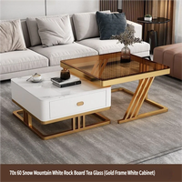 Table basse de luxe léger, écologique et durable, moderne et simple, nouvelle table carrée en verre et dalle de quartz pour salon