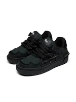 Zapatillas de lujo negras con cordones de cuerda para invierno, estilo Y2K, con plataforma y cordones gruesos, para hombre y mujer, tendencia de moda.