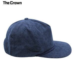 Custom Logo 5 Panel Corduroy <b>Flat</b> Brim <b>Hat</b> Wholesale Bulk Rope <b>Hat</b> With Single Row Snapback Manufacturer - Product Image 3