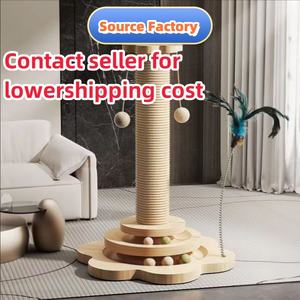 Papan Cakar Kucing dari Kayu Solid yang Tahan Lama dengan Tongkat Lucu, Bola, dan Sisal, Perlengkapan Kucing Ramah Lingkungan, Tiang Panjat dan Genggam untuk Kucing - Product Image 2