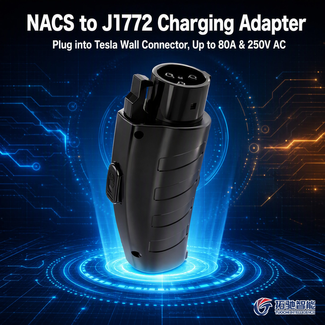 New NACS to J1772 EV Charging Station Adapter 80A 250V AC Converter Portable Travel Case for Rivian Hyundai Kia