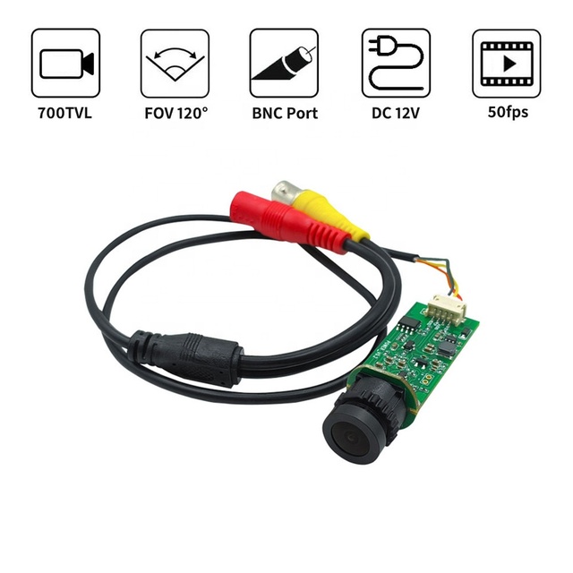 42*18mm 700TVL CVBS Camera Module, 1/4" CMOS, 2.1mm Lens, 120 Degree Wide Angle,Analog Module for CCTV & Industrial Vision