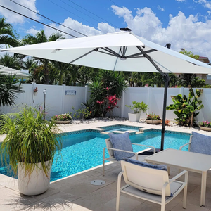 Paraguas romano voladizo grande parasol impermeable con luz LED de aluminio duradero personalizado moderno - Product Image 2