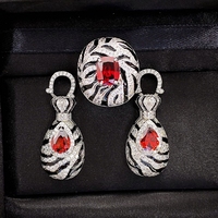 Boucles d'oreilles Bowei détachables, ensemble moderne vintage, imprimé zèbre, rubis, imprimé léopard, bijoux