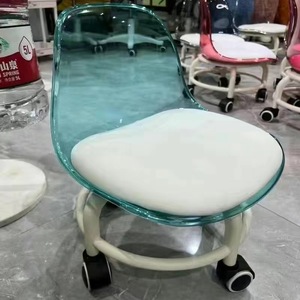 Simple moderno sala de estar plástico acrílico transparente Pu cuero cojín niños 360 grados silla móvil giratoria con ruedas - Product Image 3