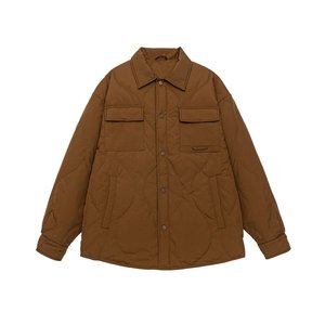 男士绗缝羽绒工作服羽绒服外套翻领纽扣口袋冬季大码加厚超大号 6XL 7XL - Product Image 4