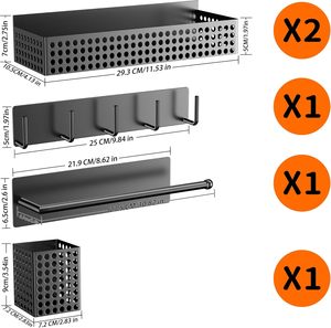 Portaspezie Magnetico in Metallo da Parete Personalizzato, Set da 5 Pezzi, Portarotolo per Frigorifero, Organizzatore per Utensili - Product Image 4