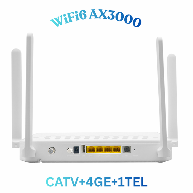 NEW Arrival ZC-521X6HT FTTH Fiber Optical Equipment ONT 4GE+CATV+TEL+2.4G+5.8G WiFi6 AX3000 1 Year Warranty