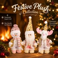 Handgefertigte Pailletten-Strick Öko-freundliche Klassische Weihnachtspuppe Weihnachtsmann Schneemann Rentier Figur Tischdekoration Weihnachtsdekoration für Zuhause
