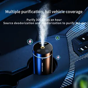 נייד אלומיניום USB מיני חכם 300 מ""ל מפזר ארומה לרכב מכשיר אדים אוויר מכשיר אדים מפזר ארומה עם תאורת לילה