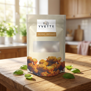 Bolsa de embalaje de alimentos con cierre y ventana transparente, impresa a medida, a prueba de humedad, para refrigerios congelados y alimentos fritos. - Product Image 1