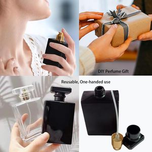 Botella de Perfume de Vidrio Negra Mate de Lujo de 30 ml, 50 ml, 100 ml, Rectangular Plana, Transparente, Recargable, con Pulverizador de Aceite, Serigrafía - Product Image 5