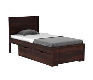 Lit simple en bois de sheesham massif de qualité supérieure avec lit gigogne intégré et rangement, cadre de lit moderne en bois avec tête de lit à lattes, mobilier - Product Image 5