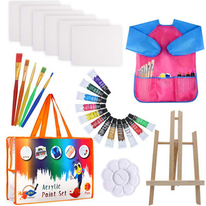 Kit de peinture complet <span class=keywords><strong>pour</strong></span> enfants en gros, DIY, toile d'art vierge, <span class=keywords><strong>chevalet</strong></span>, peinture sur vêtements, 12 couleurs, peinture lavable, ensemble d'outils d'art - Product Image 1