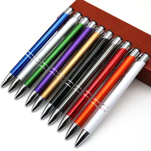 customized most popular 2 ring aluminium metal ballpoint pen-custom laser engraved logo promotional metal pens-black ink