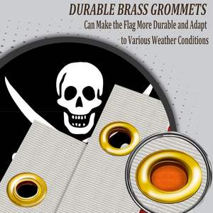 Jolly Roger 3x5 双面户外旗帜，骷髅交叉骨设计，重型三重聚酯纤维，2个金属孔环，4排缝线 - Product Image 4